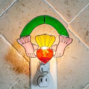 Stained Glass Night Light with Heart and Hands